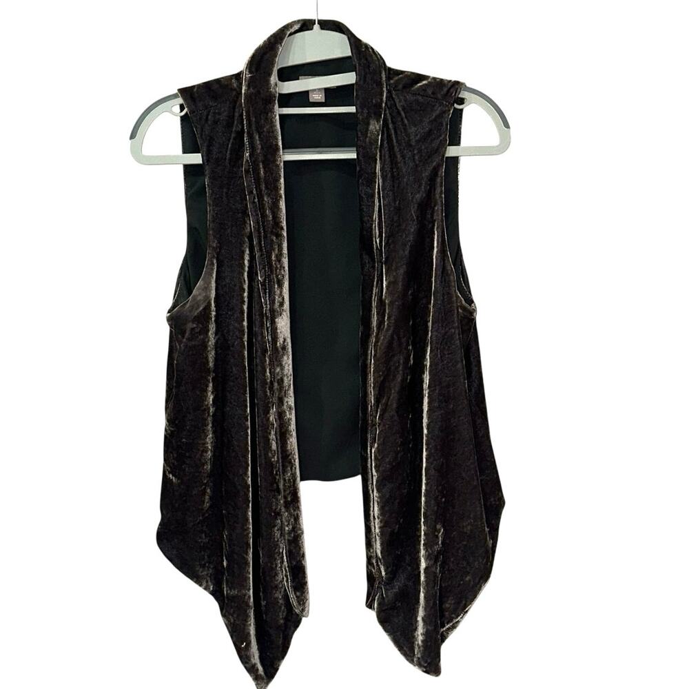 J Jill Velvet Silk Blend‎ Vest Petite Small Draped Open Front